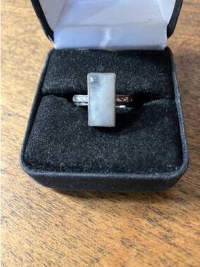 Rectangle Moon Stone & Sterling Ring Size 6